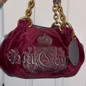 Juicy Couture Burgundy Velvet Shoulder Bag